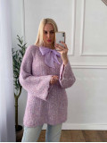 Sveter s mašľou a flitrami fialkový A 38