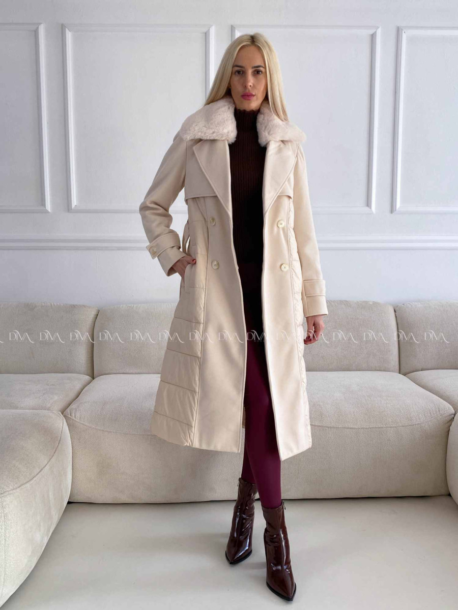Kombinovaný kabát smotanový A 70