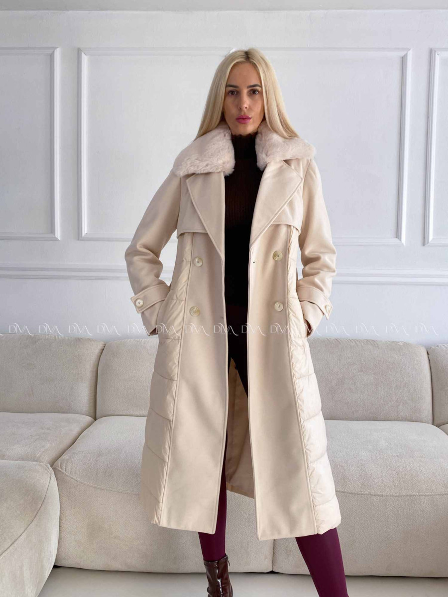 Kombinovaný kabát smotanový A 70