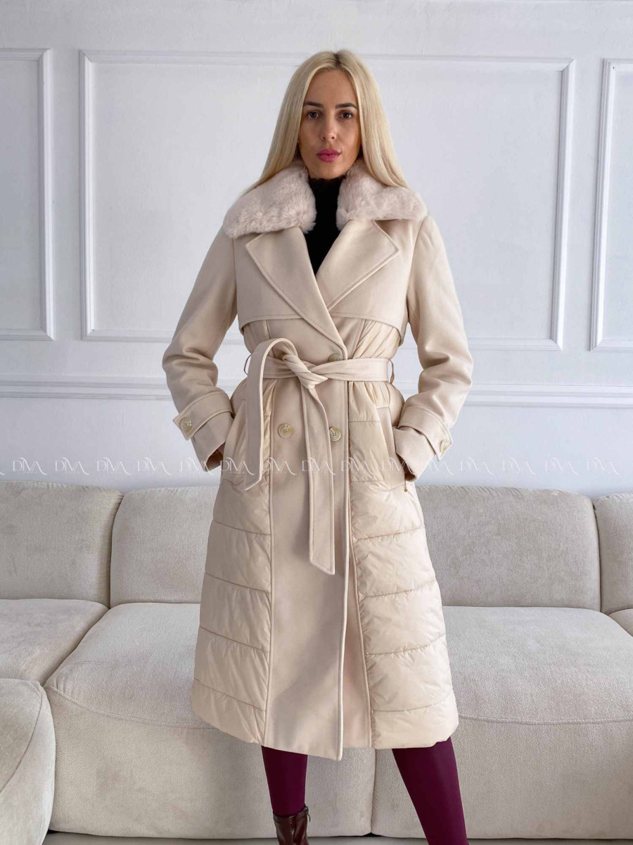 Kombinovaný kabát smotanový A 70