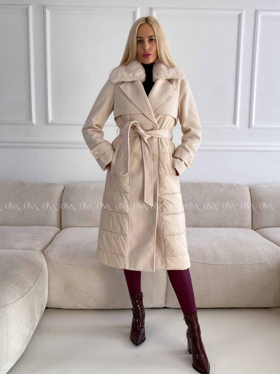 Kombinovaný kabát smotanový A 70