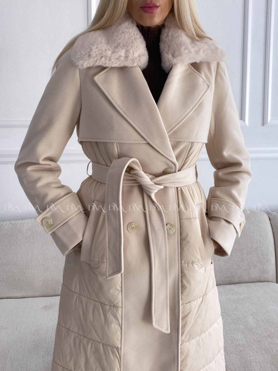 Kombinovaný kabát smotanový A 70