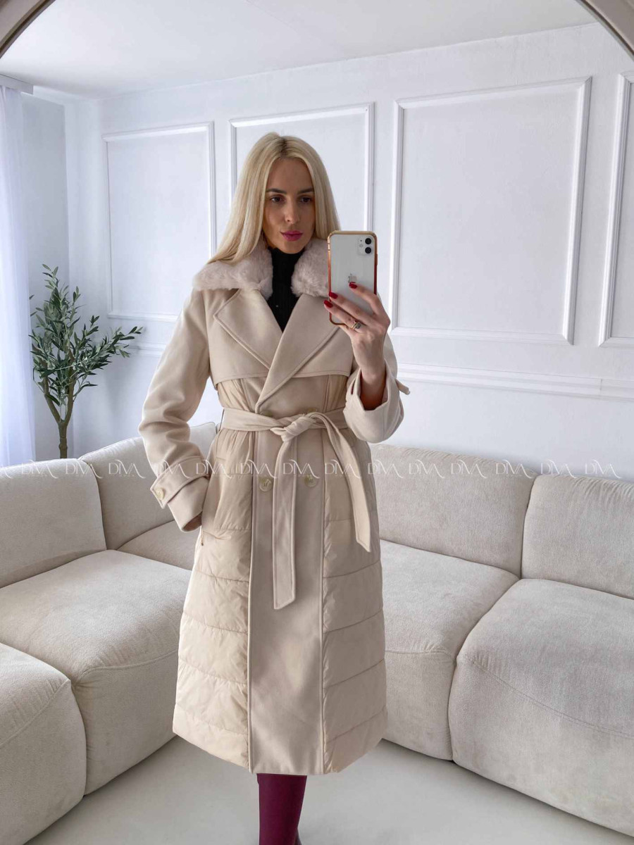 Kombinovaný kabát smotanový A 70