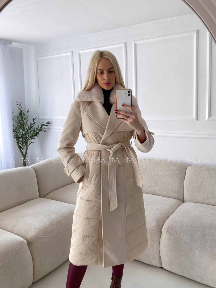 Kombinovaný kabát smotanový A 70