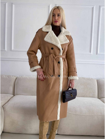Zateplený aviator dlhý kabát camel A 88 Zateplený aviator dlhý kabát camel A 88