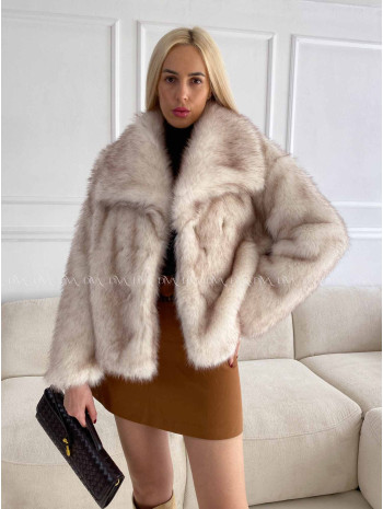 Kožuch do pása melírovaný smotanovo/ hnedý A 11