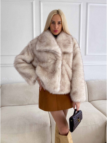 Kožuch do pása melírovaný smotanovo/ hnedý A 11