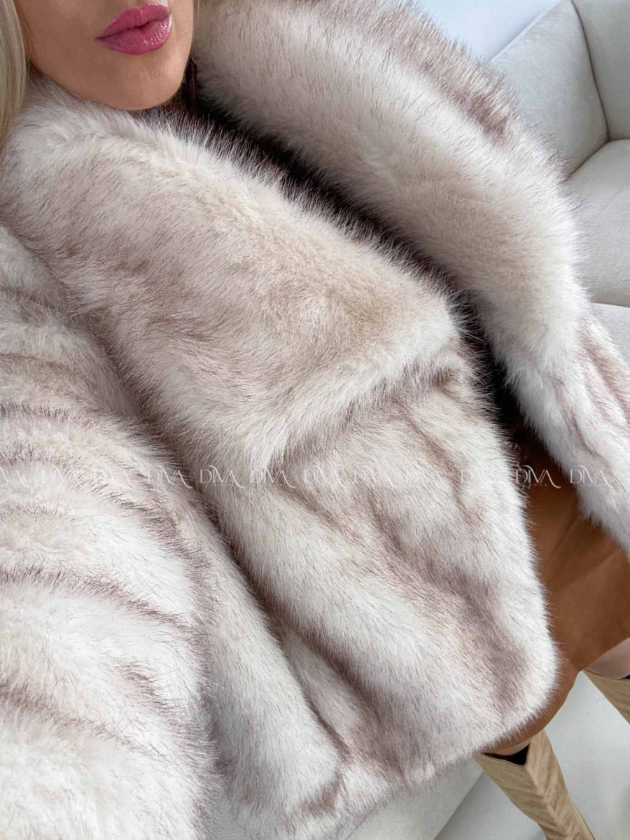 Kožuch do pása melírovaný smotanovo/ hnedý A 11