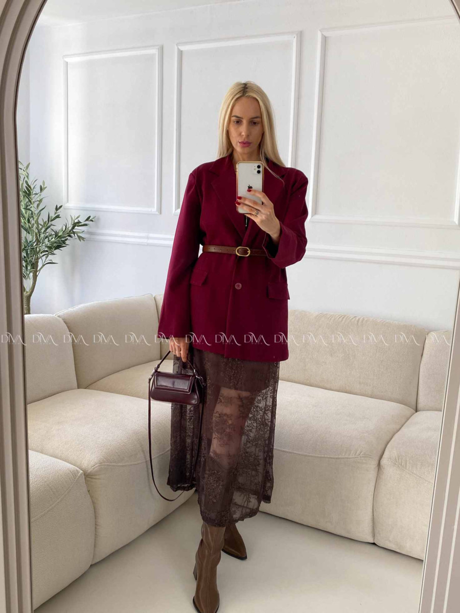 Krajkovaná maxi sukňa Leona čokoládová A 81