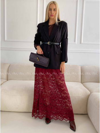 Krajkovaná maxi sukňa Izza Burgundy A 82