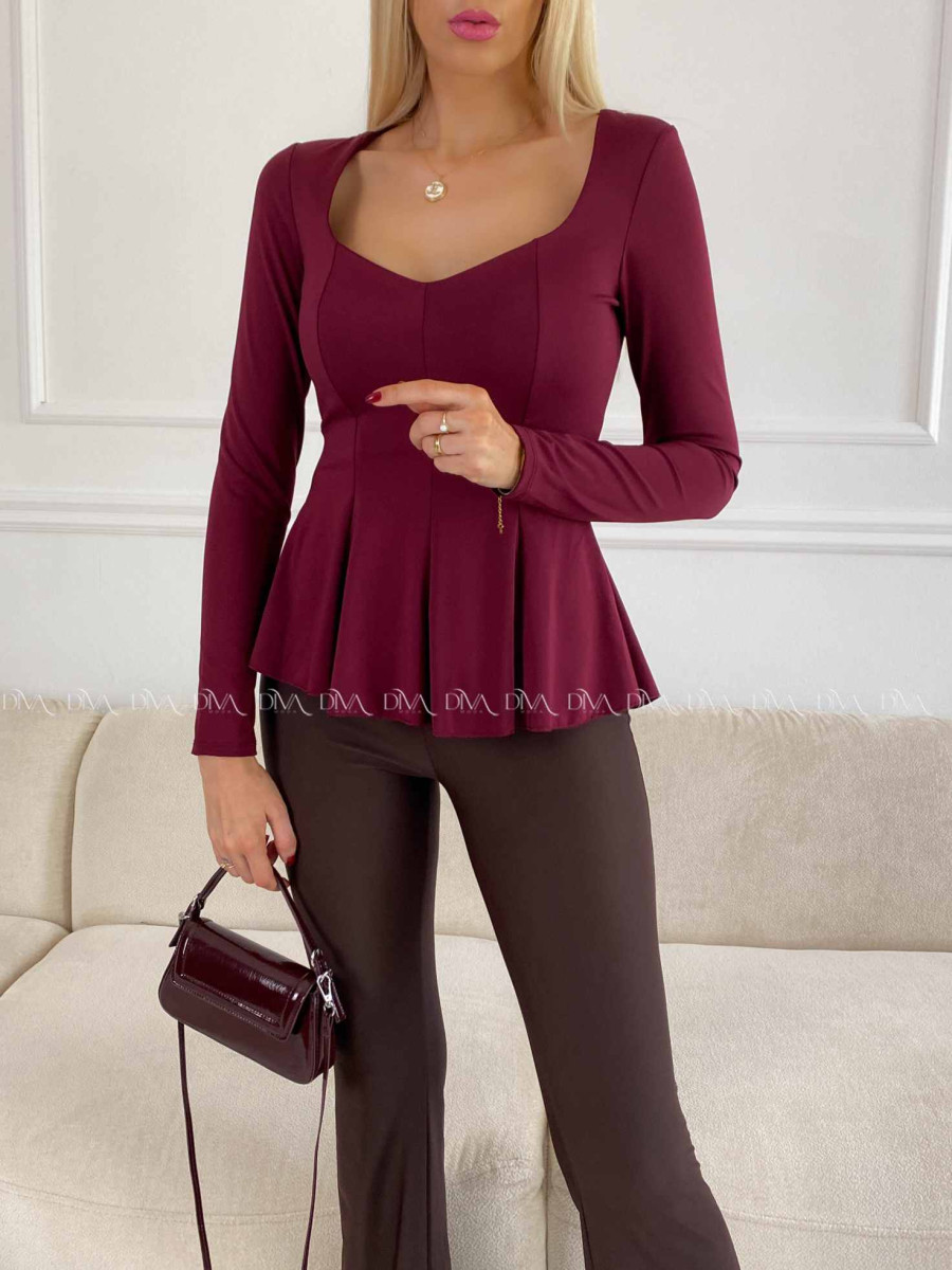 Peplum top burgundy A 78