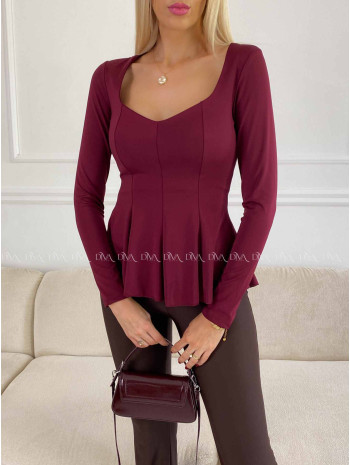 Peplum top burgundy A 78