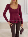 Peplum top burgundy A 78