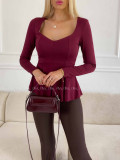Peplum top burgundy A 78