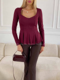 Peplum top burgundy A 78