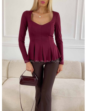 Peplum top burgundy A 78