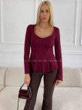 Peplum top burgundy A 78