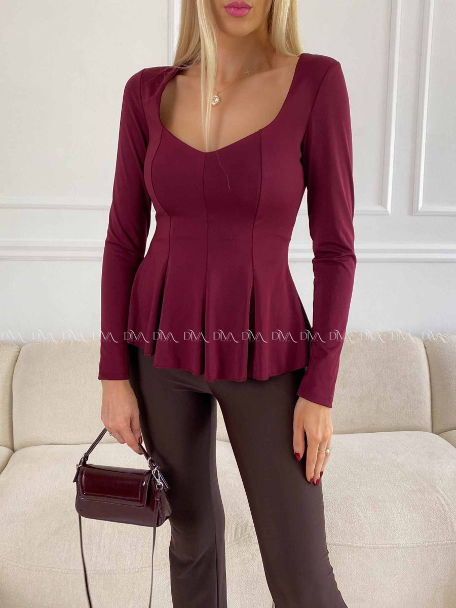 Peplum top burgundy A 78