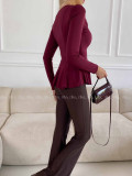 Peplum top burgundy A 78
