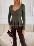 Peplum top khaki zelený A 78