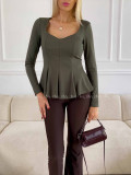 Peplum top khaki zelený A 78
