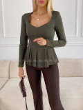 Peplum top khaki zelený A 78
