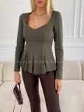 Peplum top khaki zelený A 78