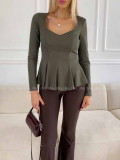 Peplum top khaki zelený A 78