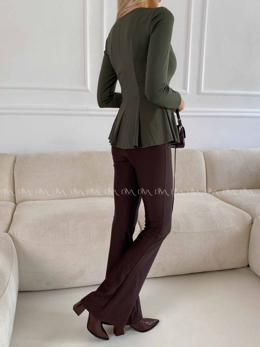 Peplum top khaki zelený A 78