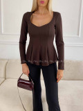 Peplum top čokoládový A 78