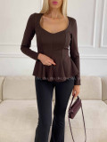 Peplum top čokoládový A 78