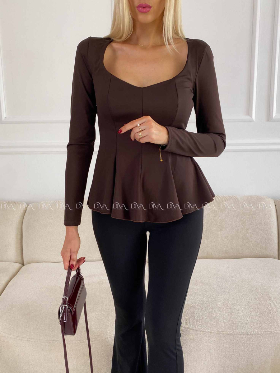 Peplum top čokoládový A 78