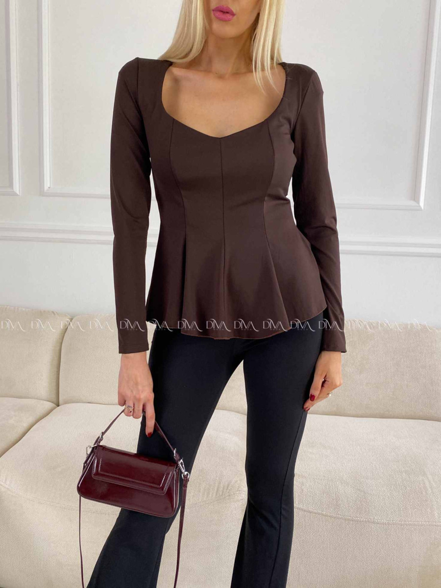 Peplum top čokoládový A 78