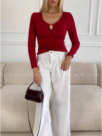 Rebrovaný top so sponou burgundy A 79