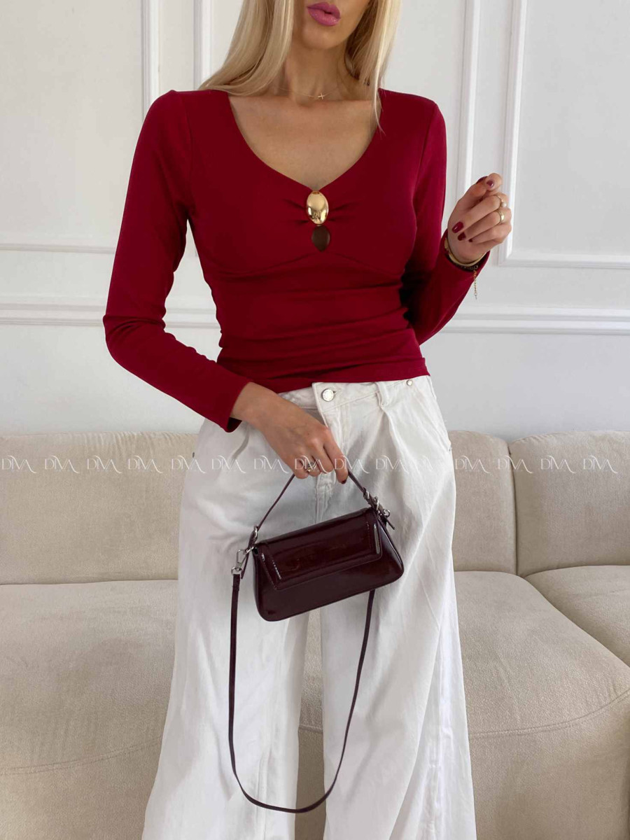 Rebrovaný top so sponou burgundy A 79