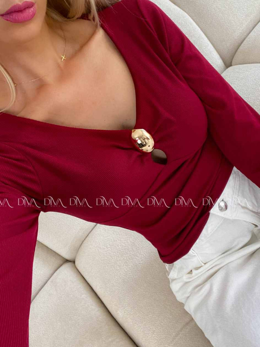 Rebrovaný top so sponou burgundy A 79