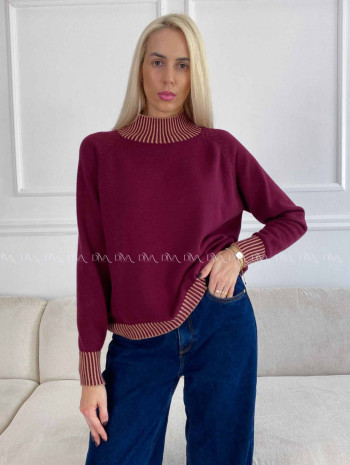 Polorolák s pruhmi burgundy A 97