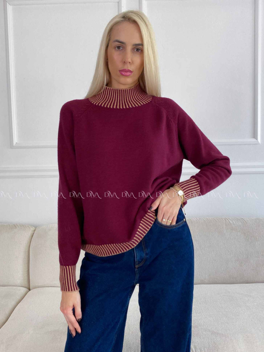 Polorolák s pruhmi burgundy A 97
