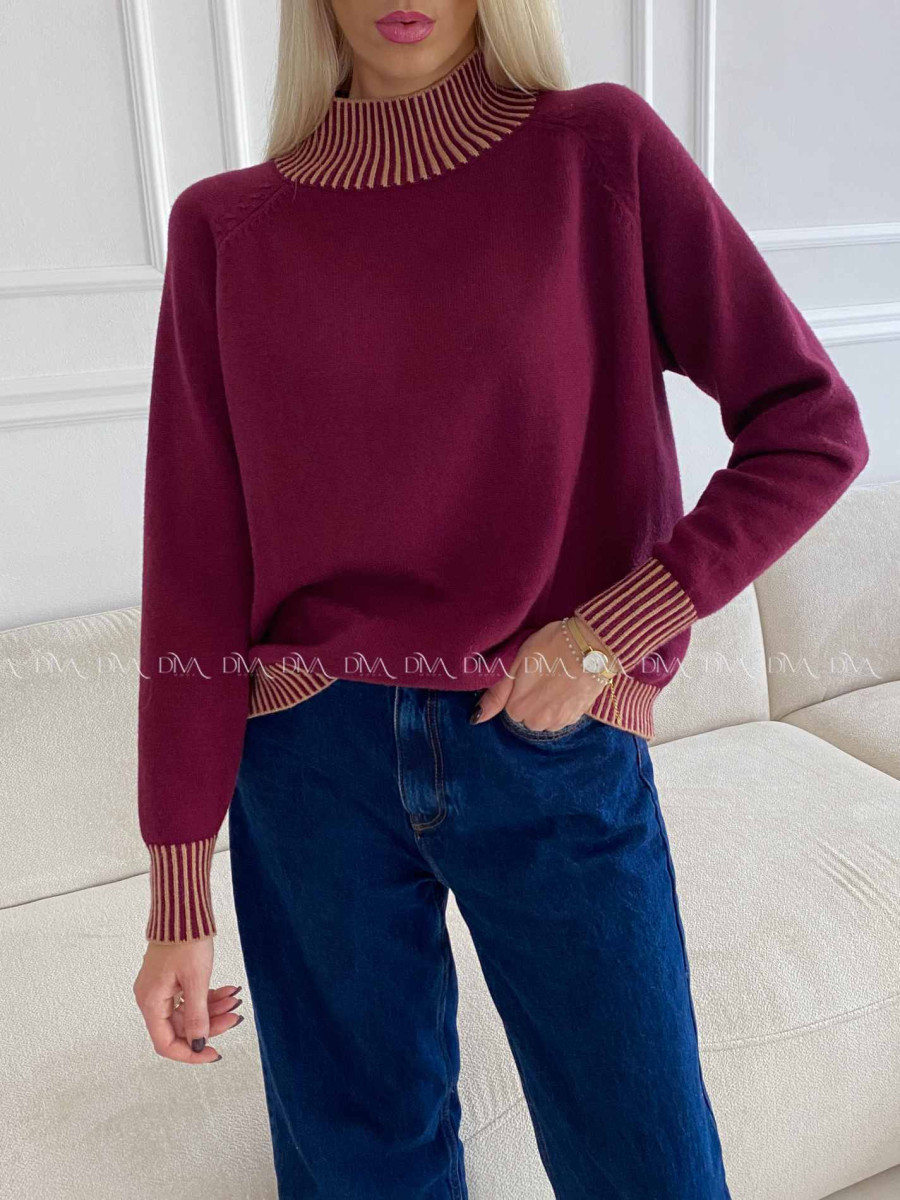 Polorolák s pruhmi burgundy A 97