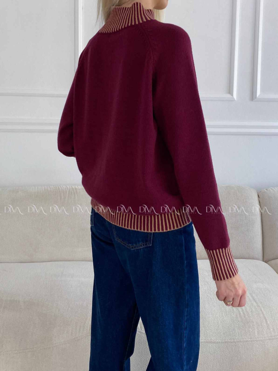 Polorolák s pruhmi burgundy A 97