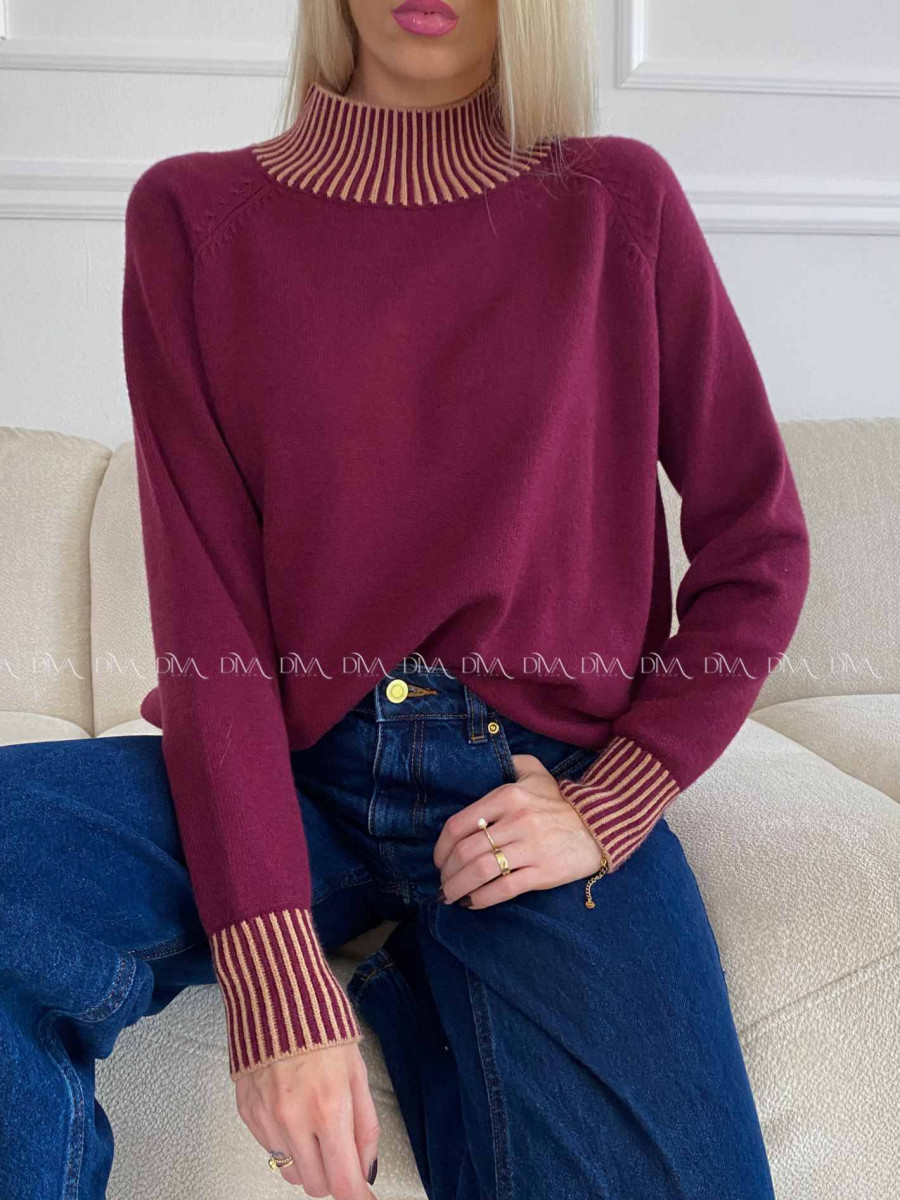 Polorolák s pruhmi burgundy A 97