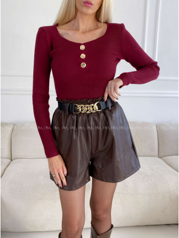 Úpletové body s gombíkmi burgundy A 117