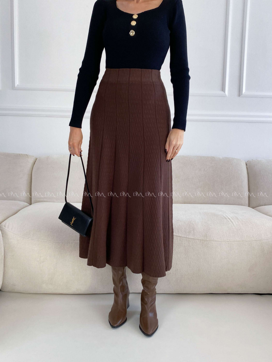 Úpletová A -sukňa so štruktúrou čokoládová A 34