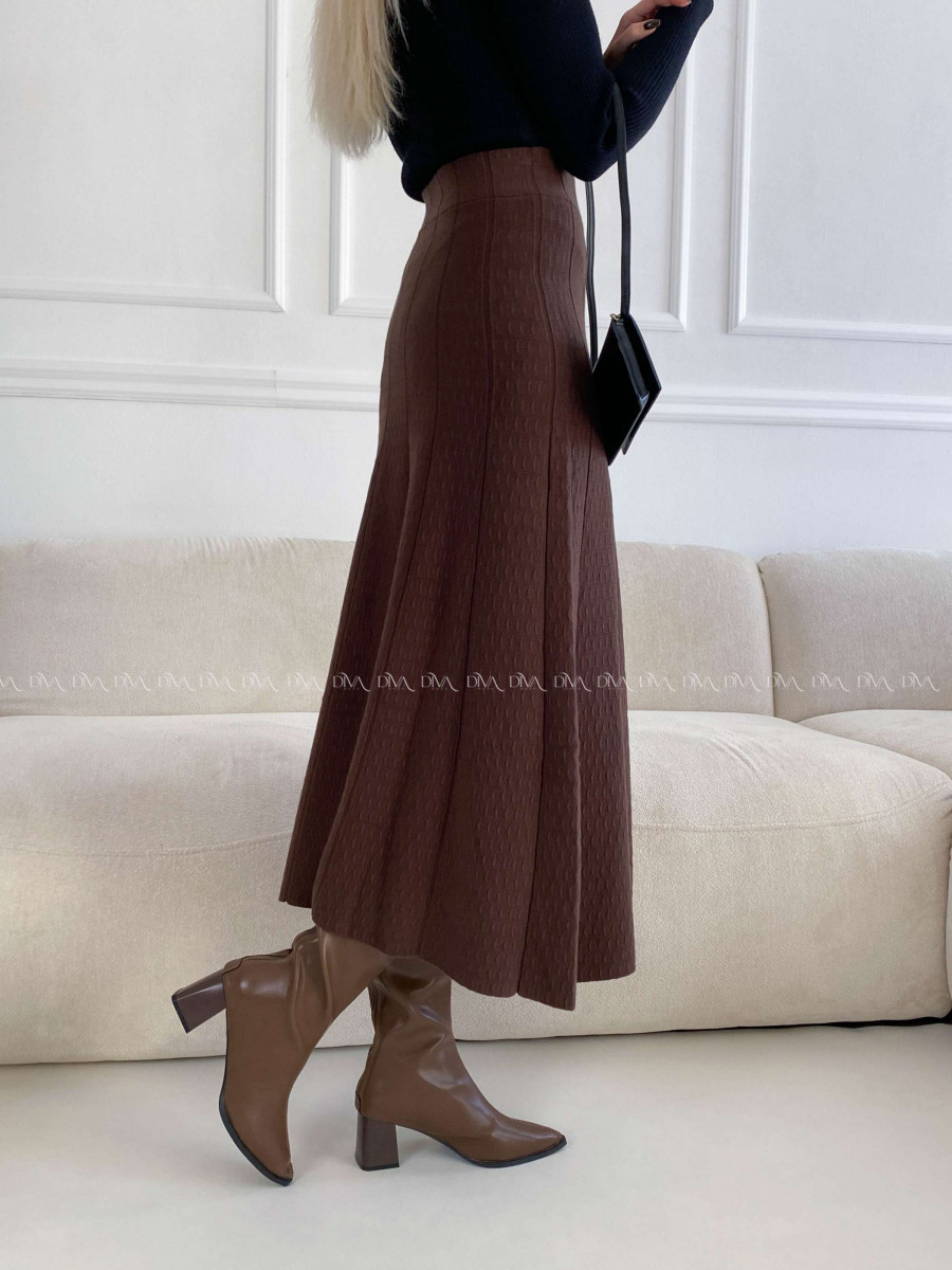 Úpletová A -sukňa so štruktúrou čokoládová A 34