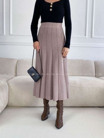 Úpletová A -sukňa so štruktúrou béžovo-ružová A 34