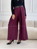 Široké nohavice s opaskom burgundy A 115