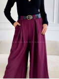 Široké nohavice s opaskom burgundy A 115