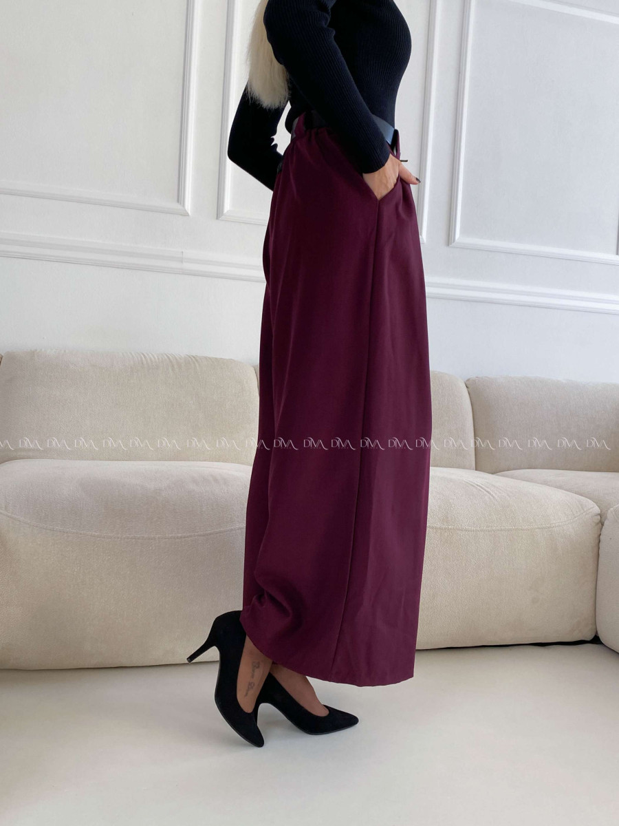 Široké nohavice s opaskom burgundy A 115