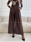 Široké nohavice s opaskom čokoládové A 115