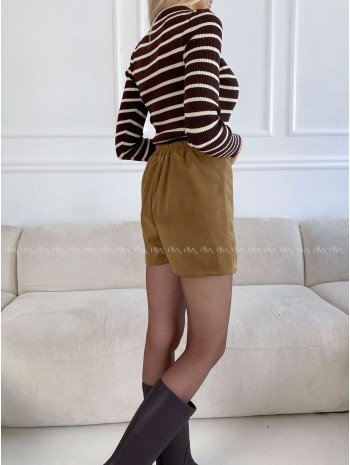 Úpletové pruhované body s gombíkmi čokoládové A 120